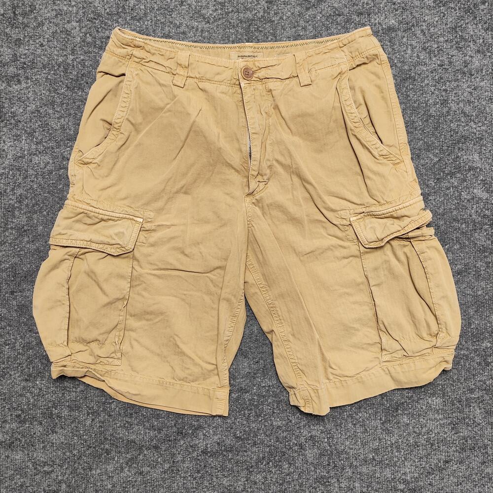 Banana Republic Shorts Mens 32 Beige Cargo Cotton Canvas Relaxed Fit Pockets